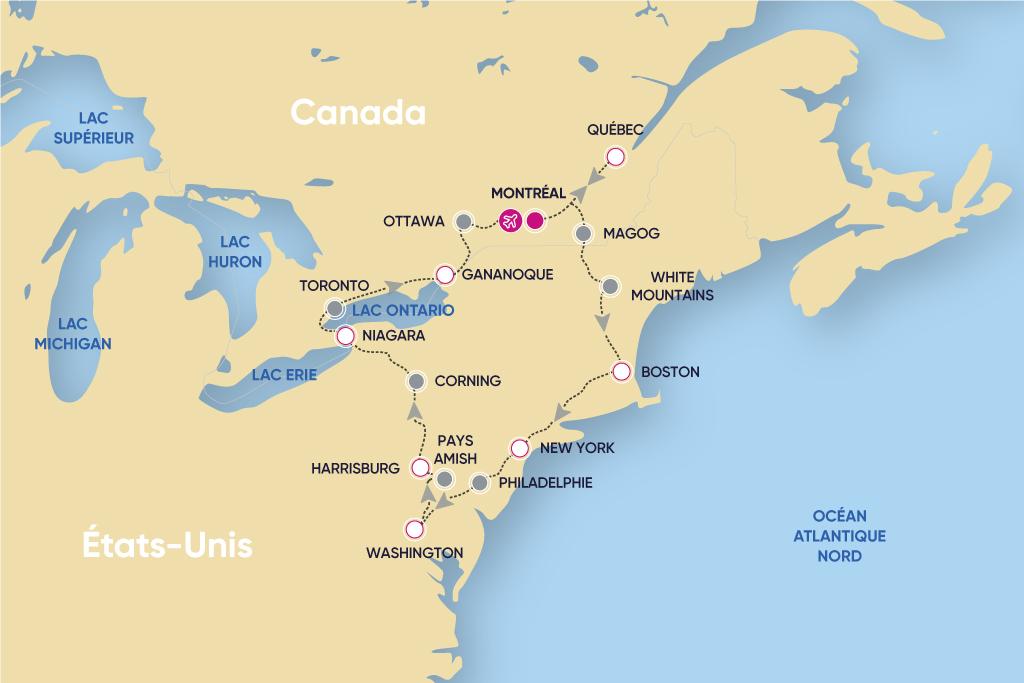 Canada - Est Canadien - Etats-Unis - Est Américain - Circuit Les Cités Lumineuses - Canada et Etats-Unis 2 & 3*